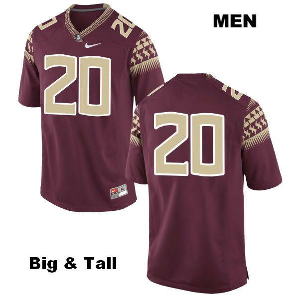 Men's NCAA Nike Florida State Seminoles #20 Trey Marshall College Big & Tall No Name Red Stitched Authentic Football Jersey TPF2369RF